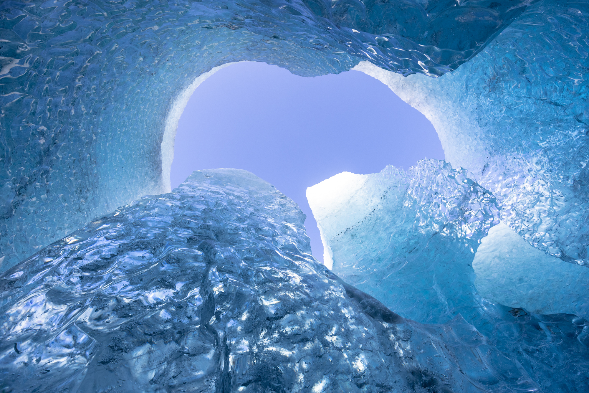 Vue sous glace en Islande
