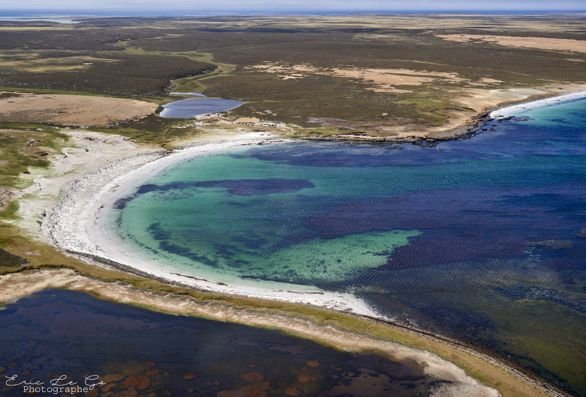 Paysage vu du ciel des îles Falkland